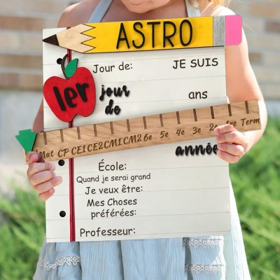 Panneau personnalisé interchangeable premier/100e/dernier jour d'école, cadeau de rentrée scolaire pour les enfants