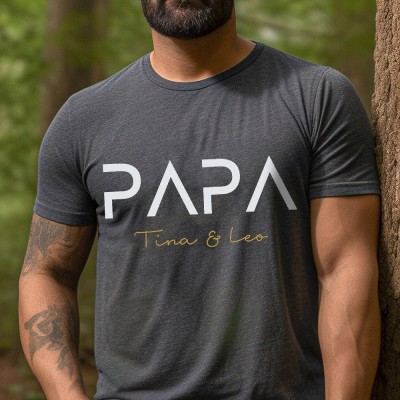 Chemise papa personnalisée avec nom d'enfant, cadeau de fête des pères pour nouveau papa