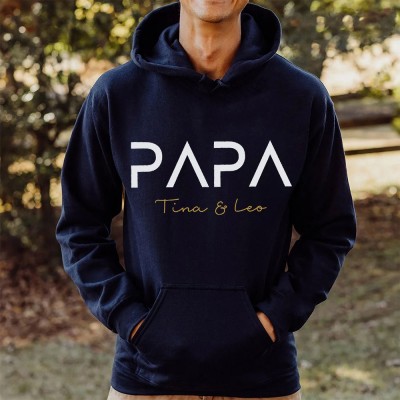 Sweat à capuche papa personnalisé avec nom des enfants, cadeau de fête des pères, cadeau pour nouveau papa