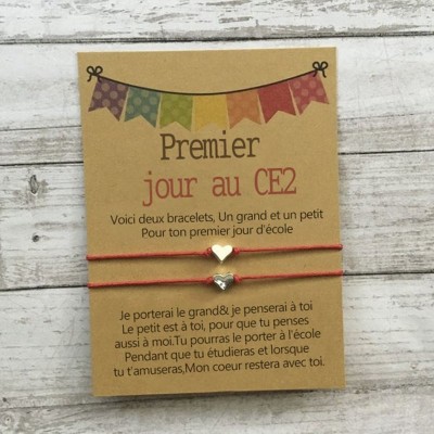 Rentrée des classes bracelet Premier jour au CE2 cadeau pour enfant lot de 2