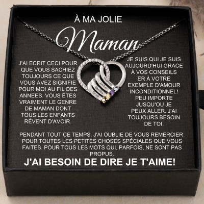 À ma belle maman collier de pierre de naissance personnalisé gravé avec des noms cadeaux de nouvelle maman cadeaux d'anniversaire pour maman