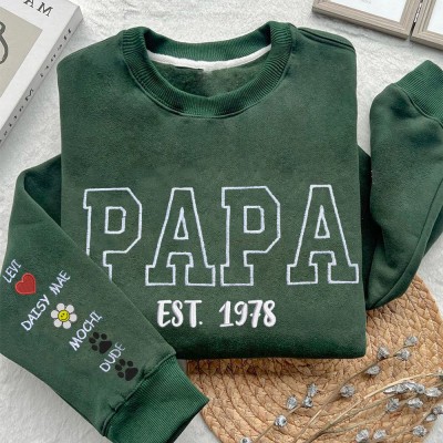 Sweat-shirt à capuche brodé Papa personnalisé avec icône spéciale, idées cadeaux uniques pour la fête des pères