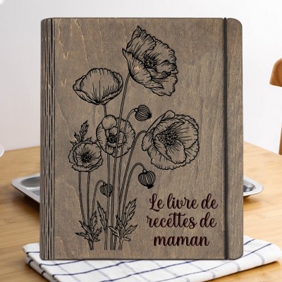 Livre de recettes familial personnalisé en bois, idées cadeaux pour le jour de Noël