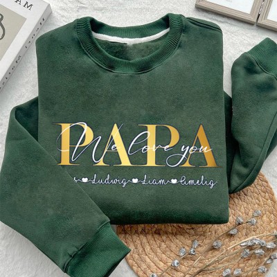 PAPA nous t'aimons Sweat à capuche personnalisé PAPA avec noms d'enfants Cadeau de fête des pères