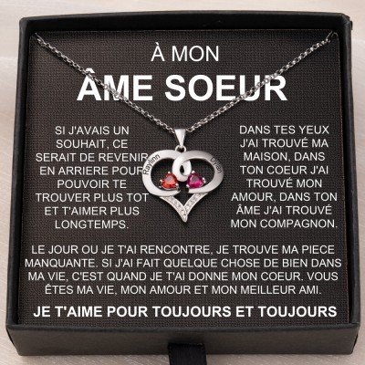 Collier personnalisé à mon âme sœur pour femmes, cadeaux d'anniversaire pour femme, idées de cadeaux de Noël