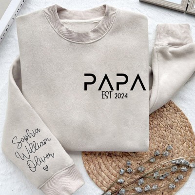 Sweat à capuche papa personnalisé avec nom des enfants, cadeau de fête des pères, cadeau pour nouveau papa