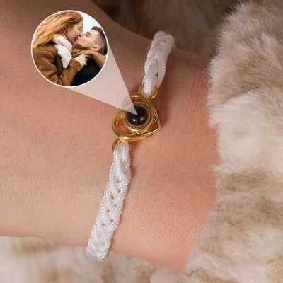 Bracelet de projection de photo de coeur personnalisé Cadeaux de Noël uniques pour les femmes