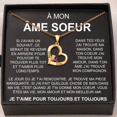 Collier personnalisé en forme de cœur pour Couple, cadeaux d'anniversaire pour âme sœur, cadeaux de noël