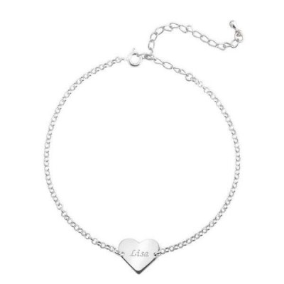 Bracelet de Cheville Coeur Personnalisé Ajustable