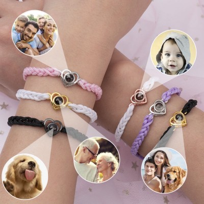 Cadeau personnalisé de bracelet de projection de photo de famille pour le cadeau de Noël de femme pour le papa de grand-mère de maman