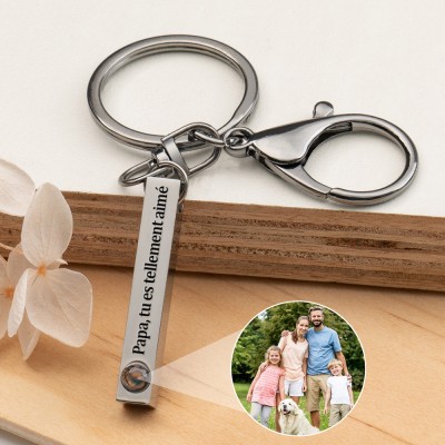 Cadeaux commémoratifs personnalisés de porte-clés de projection de photo pour le cadeau d'anniversaire de papa de maman pour elle