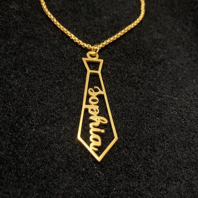 Cadeau de fête des pères Collier personnalisé avec pendentif en forme de cravate pour papa et grand-père