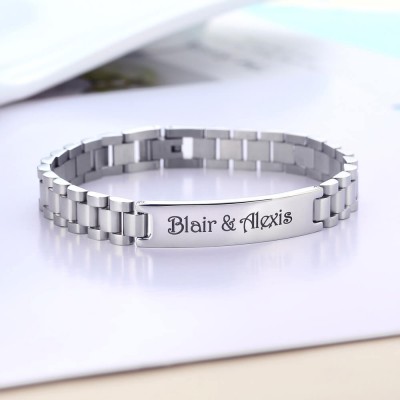 Bracelet homme bicolore en argent personnalisé