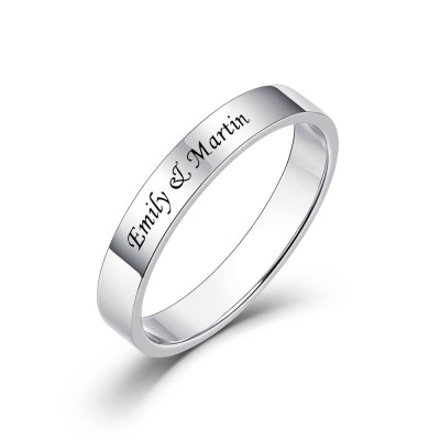 Bague prénom gravée promesse personnalisée en argent sterling S925