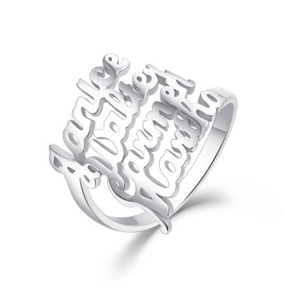 Bague 4 Prénoms Personnalisée en Argent Sterling S925