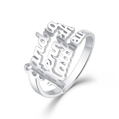 Bague 3 Prénoms Personnalisée en Argent Sterling S925