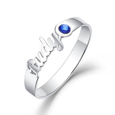 Bague de naissance personnalisée en argent sterling 925 avec 1 cadeau de nom pour elle