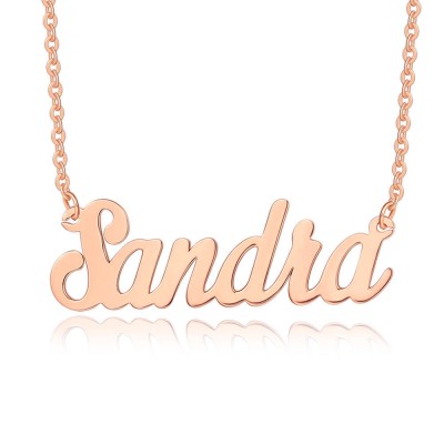 Collier Prénom Classique Personnalisé en Or Rose 18K pour Elle