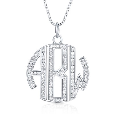 Collier Prénom Monogram Zircon Personnalisé