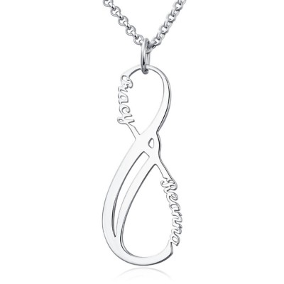 Collier de noms d'infini vertical personnalisé