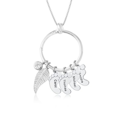 Cercle personnalisé avec 1 à 8 pendentifs en forme de pieds de bébé, cadeau parfait pour la fête des mères