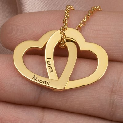 Collier de nom gravé de coeur personnalisé pour son cadeau d'anniversaire de cadeau de couple