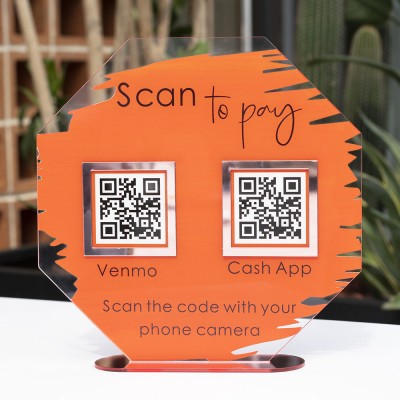 Signe de code QR de paiement double octogone personnalisé