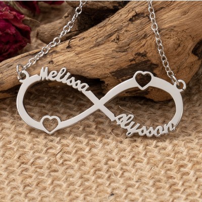 Collier de couple personnalisé avec nom infini, cadeaux d'anniversaire pour femme, idées de cadeaux d'amour pour elle