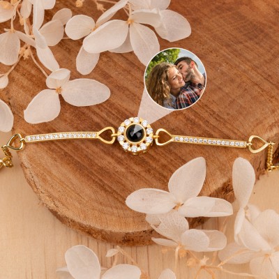 Bracelet de projection de photos personnalisé pour femmes, idées cadeaux pour petite amie, épouse, cadeaux de Noël ​