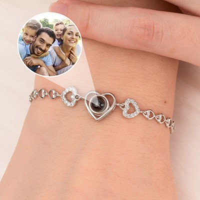 Bracelet de projection de photo de coeur personnalisé Cadeau de la Saint-Valentin pour petite amie Cadeau d'anniversaire de mariage pour femme