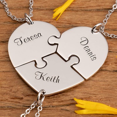 Collier personnalisé en forme de coeur 1-7 pièces pour les couples d'amis de la famille