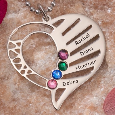 Collier coeur personnalisé nom de famille collier cadeau pour maman grand-mère anniversaire cadeau pour elle