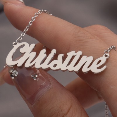 Collier Prénom Classique en Argent Personnalisé pour Elle