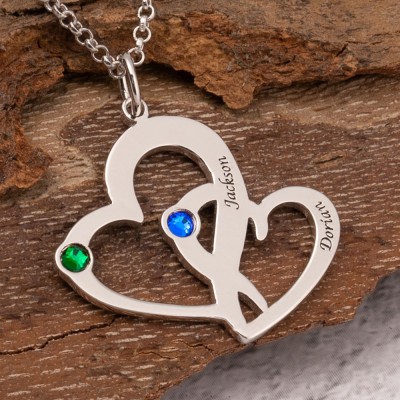 Collier de nom de couple personnalisé en forme de coeur cadeau de Saint Valentin pour couple