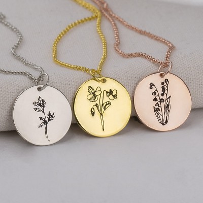 Cadeau personnalisé de collier de fleur de mois de naissance pour maman