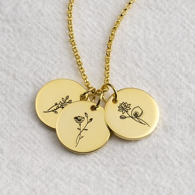 Cadeau personnalisé de collier de fleur de mois de naissance pour maman