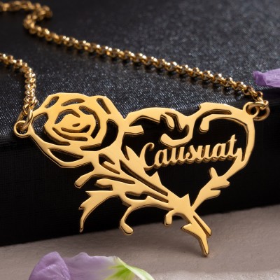 Bijoux personnalisés collier de nom de coeur de Rose romantique pour les femmes cadeau pour ses idées de cadeaux de mariage cadeaux de fête