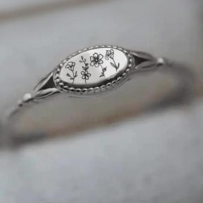 Bague fleur de naissance personnalisée en argent sterling S925