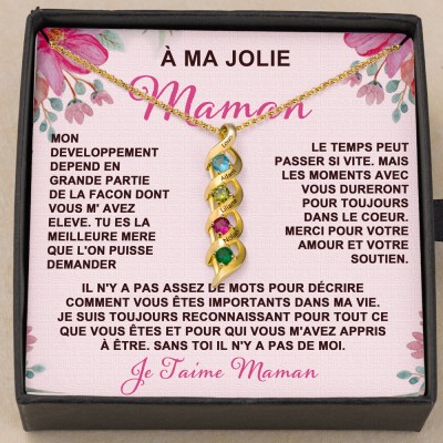 Collier personnalisé avec nom de maman, avec pierres de naissance, cadeaux pour maman et grand-mère