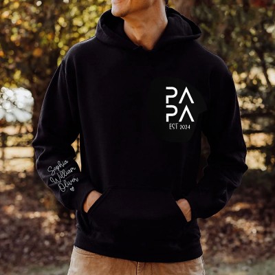 Sweat à capuche papa personnalisé avec nom des enfants, cadeau de fête des pères, cadeau pour nouveau papa