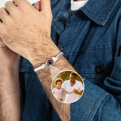 Bracelet de projection de photo personnalisé pour homme avec photo à l'intérieur Cadeau pour papa grand-père Cadeaux de fête des pères