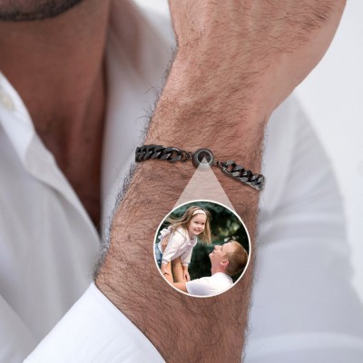 Bracelet de projection de photo personnalisé avec photo à l'intérieur Cadeaux uniques pour homme Cadeau de fête des pères de la fille