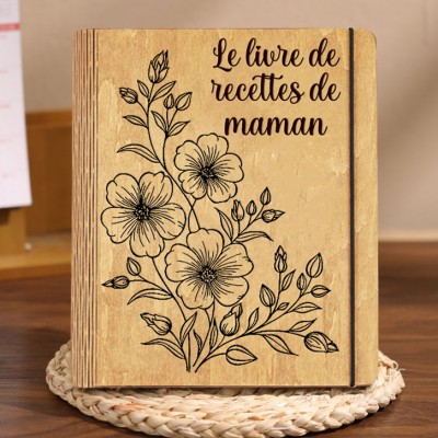 Livre de recettes familial personnalisé en bois, idées cadeaux pour le jour de Noël