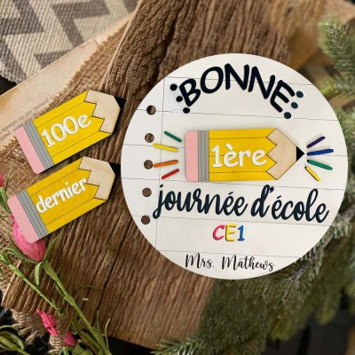 Panneau personnalisé interchangeable pour le premier jour d'école, cadeaux de rentrée scolaire, cadeaux pour enseignants