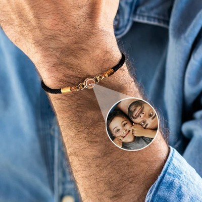 Bracelet personnalisé de projection de photo d'hommes avec l'image à l'intérieur Cadeau unique pour les cadeaux de fête des pères de papa