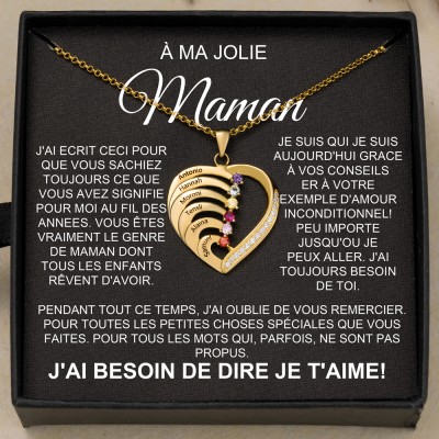 Collier personnalisé avec pierre de naissance pour maman, idées cadeaux d'amour pour maman, cadeaux d'anniversaire pour grand-mère