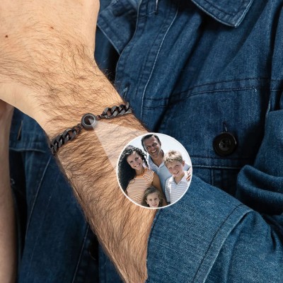 Bracelet pour hommes avec projection de photo personnalisé avec image à l'intérieur Cadeau significatif pour les cadeaux de fête des pères de papa