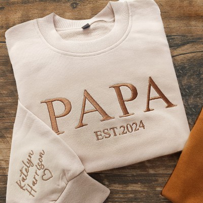 Sweat-shirt à capuche brodé Papa personnalisé, idées cadeaux pour la fête des pères, cadeau souvenir de famille unique pour papa