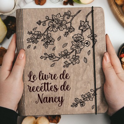 Livre de recettes familial personnalisé en bois, idées cadeaux pour le jour de Noël