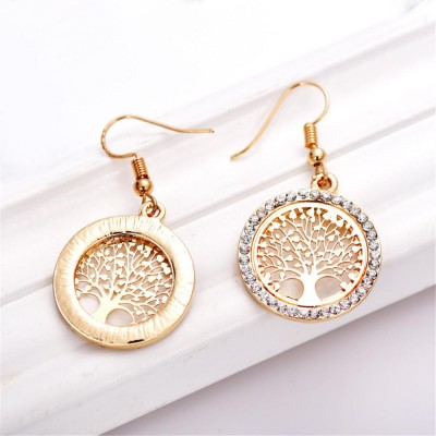 Tree Of Life - Boucles D'Oreilles En Or Avec Strass